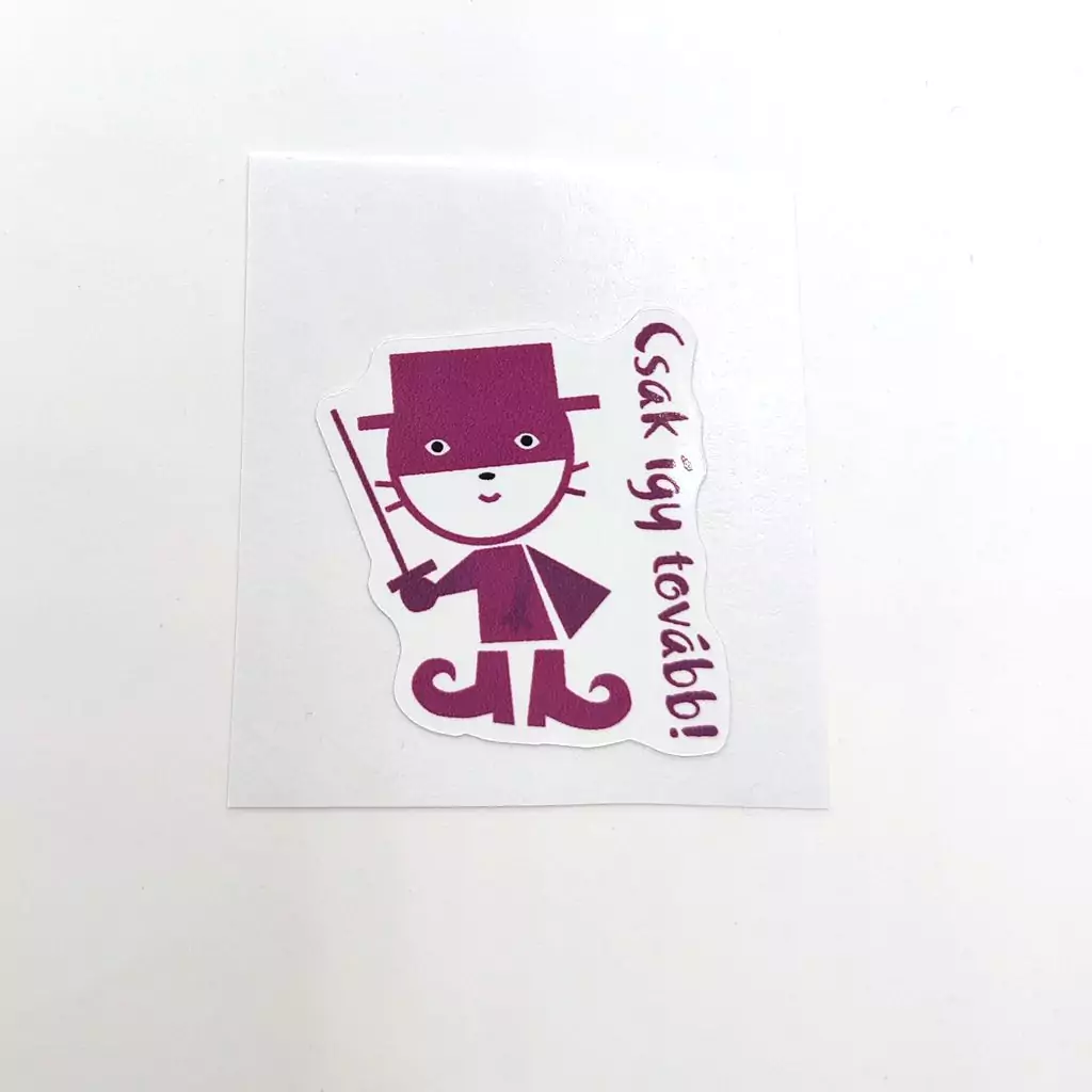 Matrica - Csak így tovább! - Zorro - bíbor - Jutalmazó, Motivációs, Iskolai, Iskolás, matrica, Tanítói